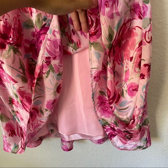 NWT Vintage Janestreet Pink Floral Silky Peonies Valentines Dress sz XS - Picture 7 of 8